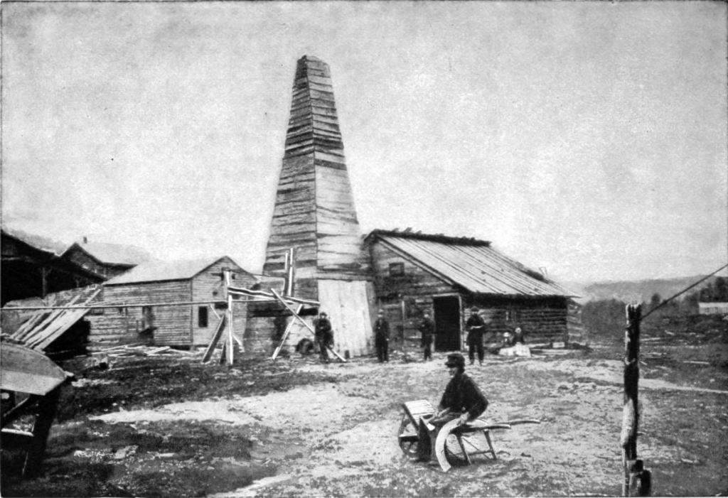 El pozo de Drake en 1859, construido en Cherrytree Township (Pensilvania, Estados Unidos).